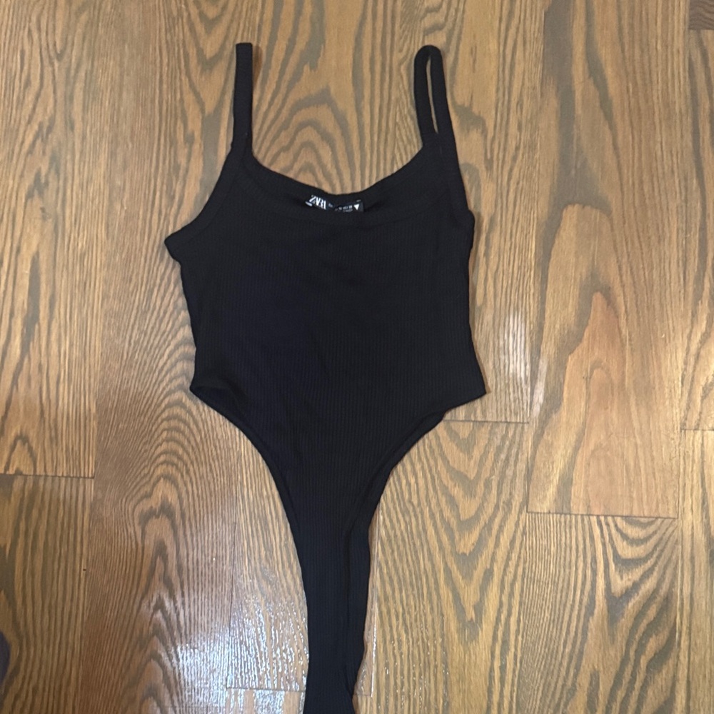 Zara Black Ribbed Bodysuit